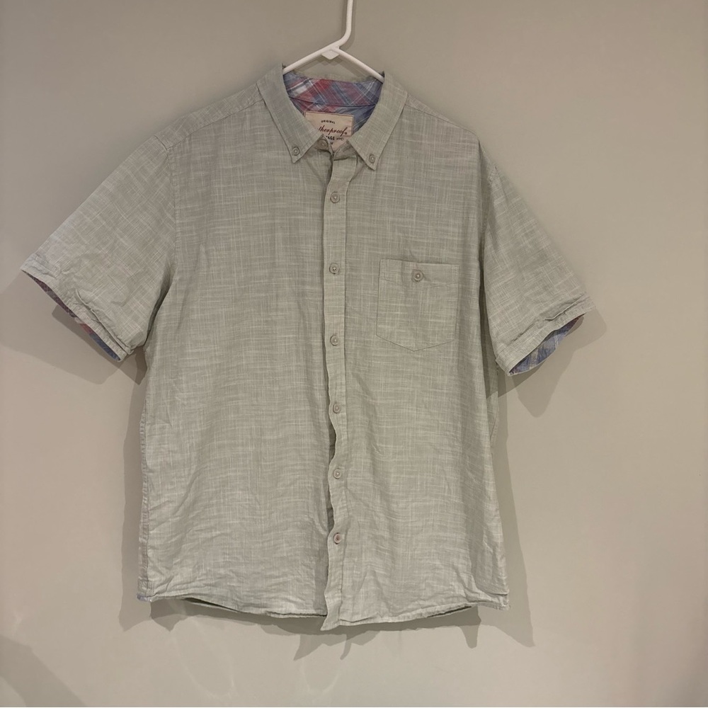 Weatherproof Men's Light Green Short-Sleeve Button-Up Shirt
